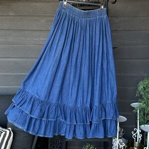 Stonebridge Womens Denim Cotton Ruffle Tiered Skirt Size M Western